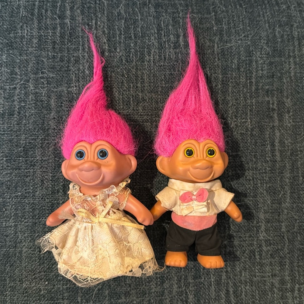 5” Bride and groom, troll dolls